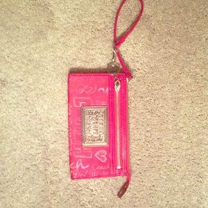 1 hour sale - Coach wristlet in bright pink!